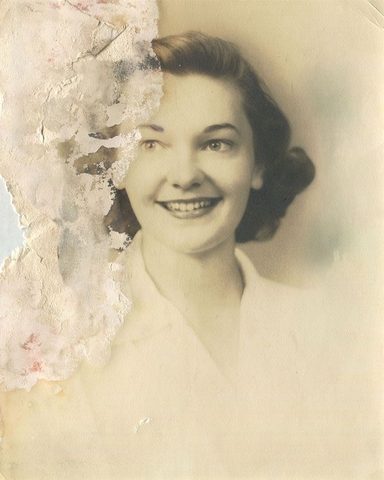 Example original: heavily damaged, peeling portrait