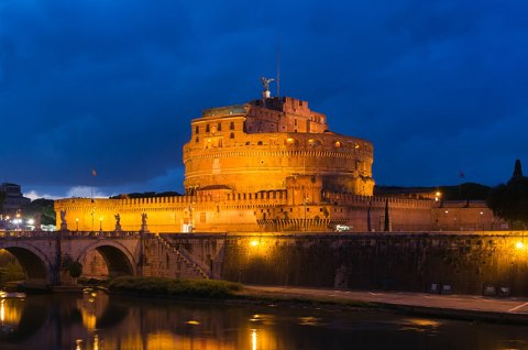 Castel Sant'Angelo at dusk, Rome, Italy