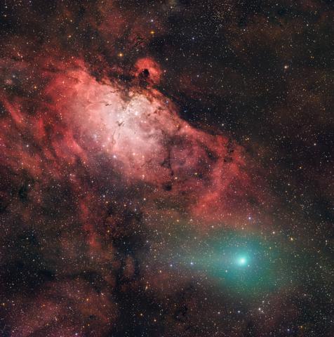 Eagle Nebula M16 and Comet C2025 R2 SWAN