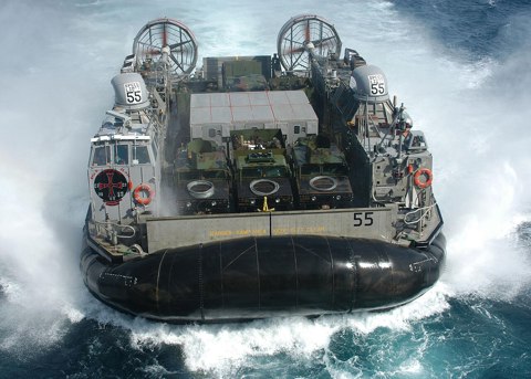 LCAC 55 maneuvers to enter the well deck