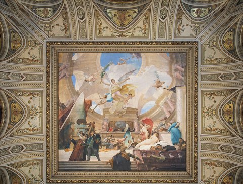 Grand staircase ceiling with Apotheosis of the Renaissance fresco (Kunsthistorischen Museum)